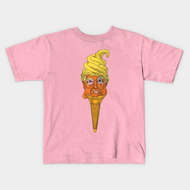 Donald Trump as a melting ice cream cone Kids T-Shirt by andrew_kelly_uk@yahoo.co.uk